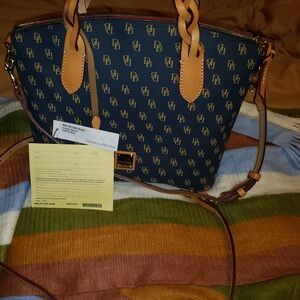 Dooney & Bourke Blue and Tan Satchel